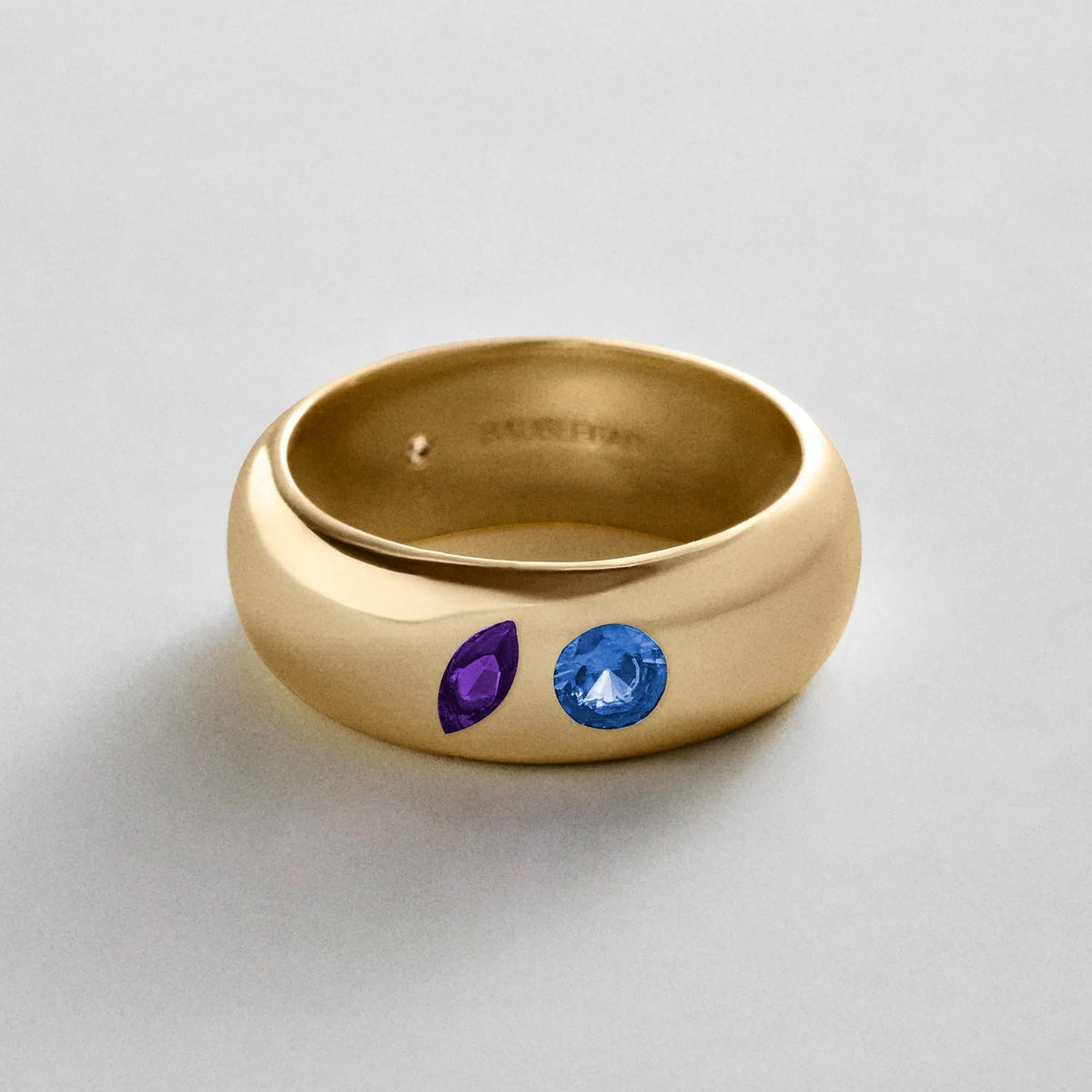 Custom Two-Stone Gold-Plated Band Ring