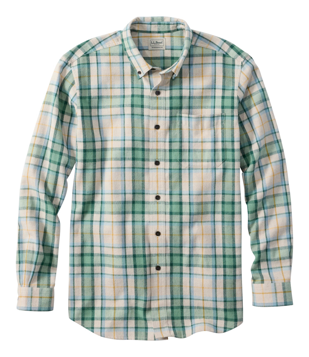 Men's Cotton Flannel Button-Down Shirt - Grey Plaid