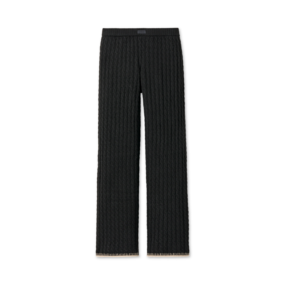 Women's Cable Knit Straight-Leg Pants - Black