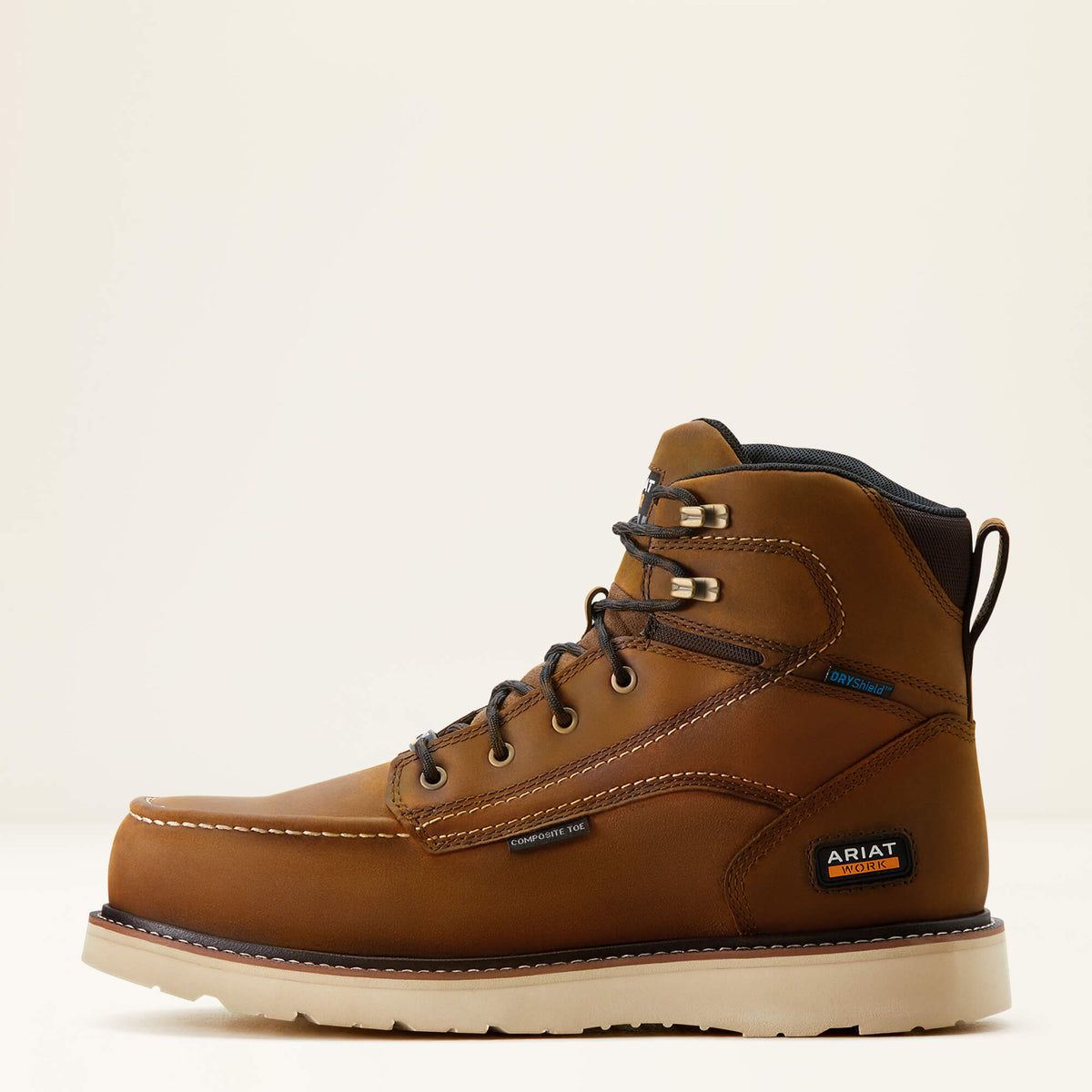 Waterproof Composite Toe Moc Toe Work Boot - Brown
