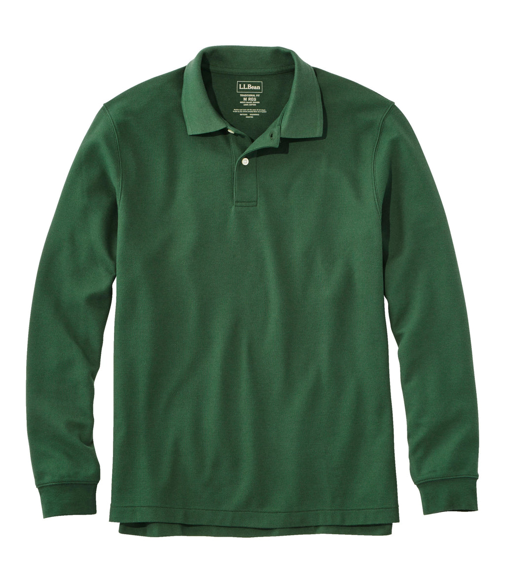 Men's Long-Sleeve Cotton Pique Polo - Lavender