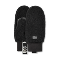 Plush Fleece Leather Palm Mittens - Black