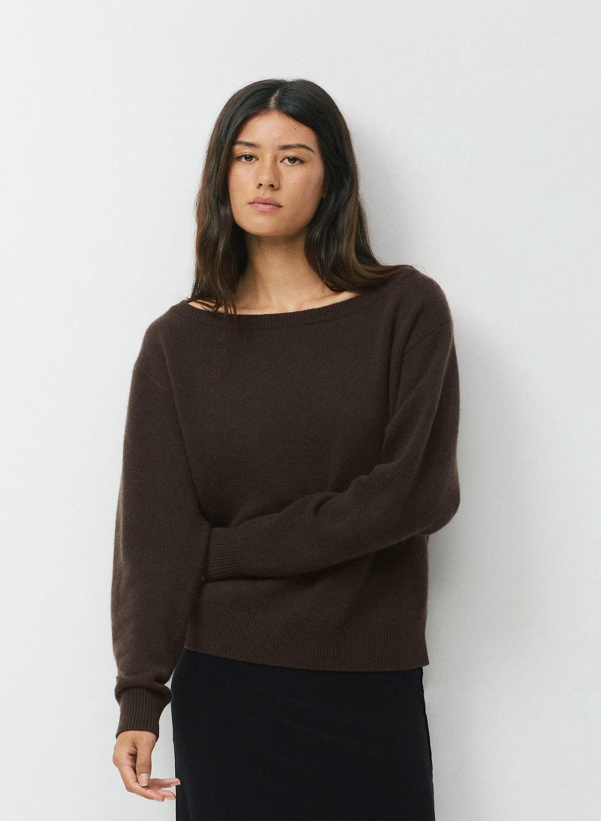 Cashmere Boatneck Sweater - Heather Gray