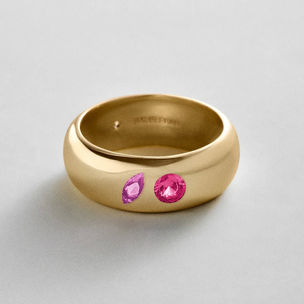 Custom Two-Stone Gold-Plated Band Ring