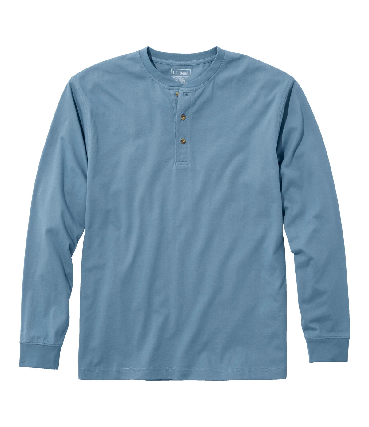 Men's Long-Sleeve Cotton Henley Shirt - Blue