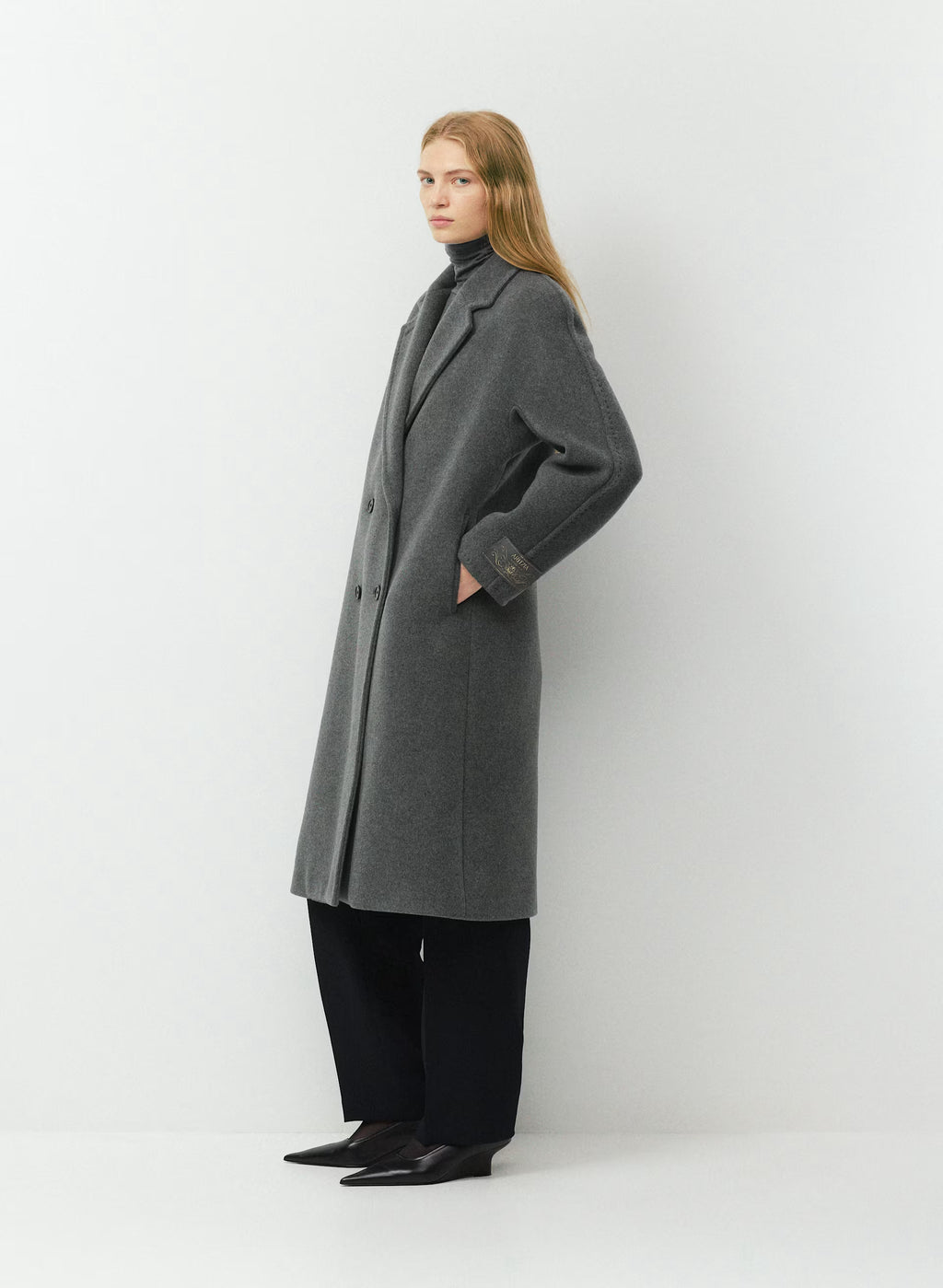 Double-Breasted Wool Cashmere Coat - Herringbone