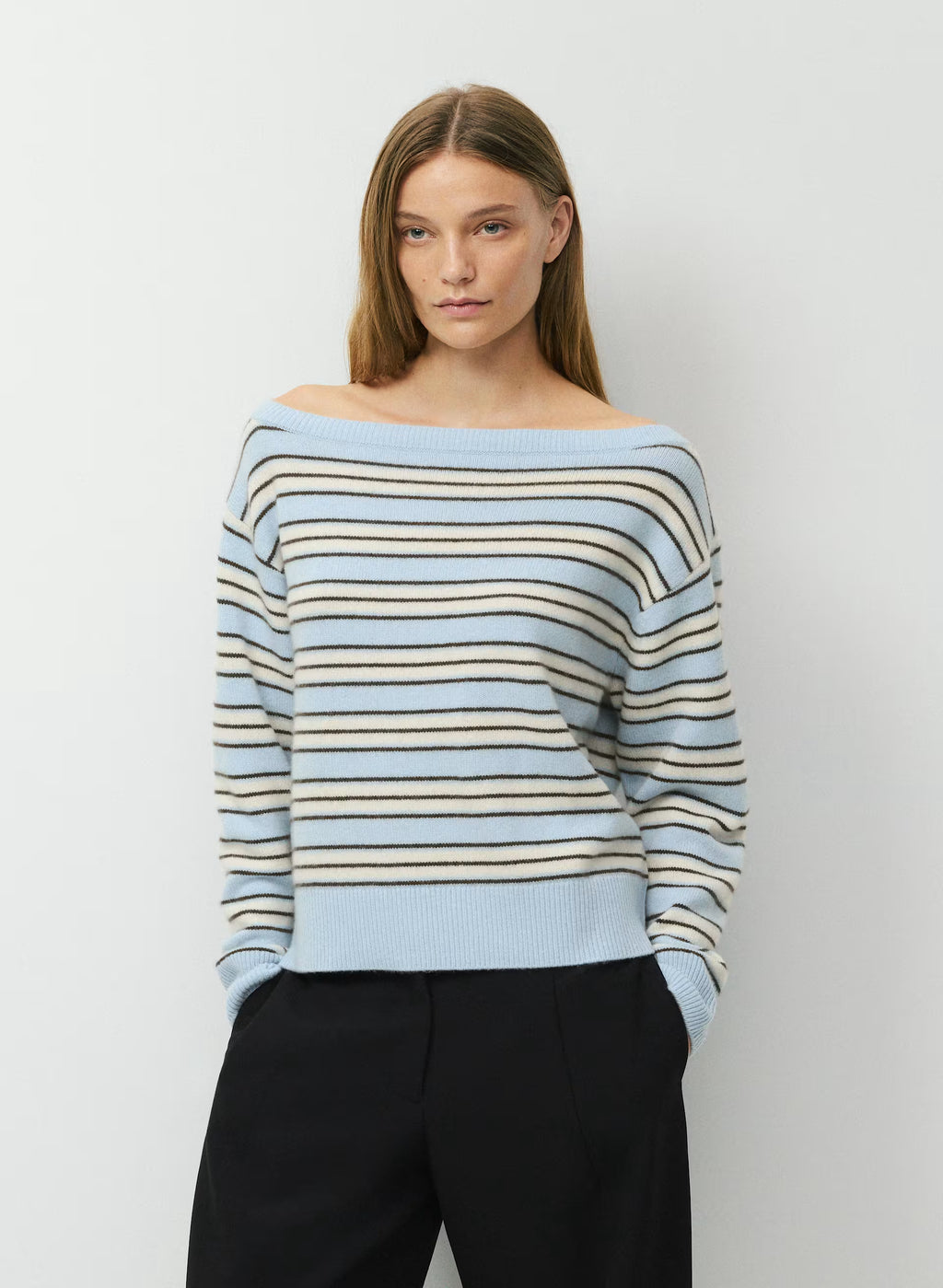 Cashmere Boatneck Sweater - Heather Gray