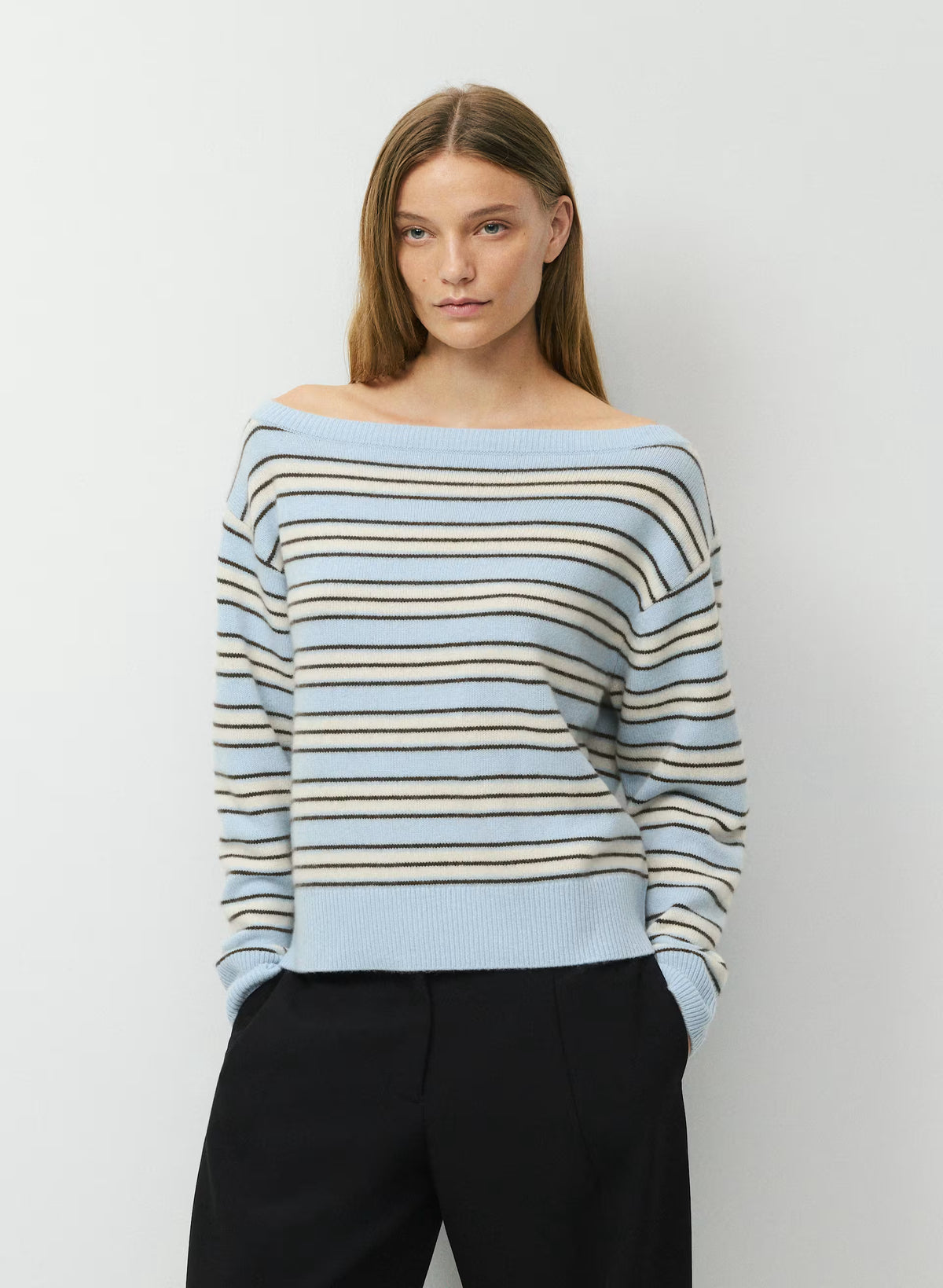 Cashmere Boatneck Sweater - Heather Gray