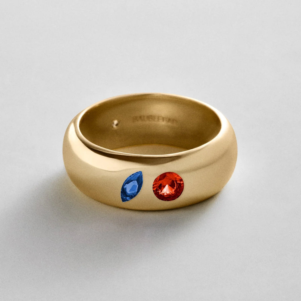 Custom Two-Stone Gold-Plated Band Ring