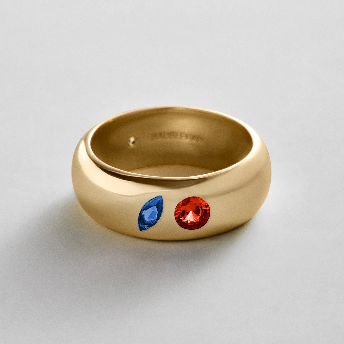Custom Two-Stone Gold-Plated Band Ring