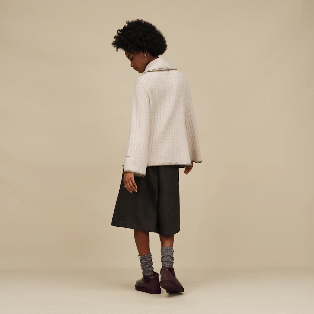 Women's Cable Knit Quarter-Zip Sweater - Oatmeal