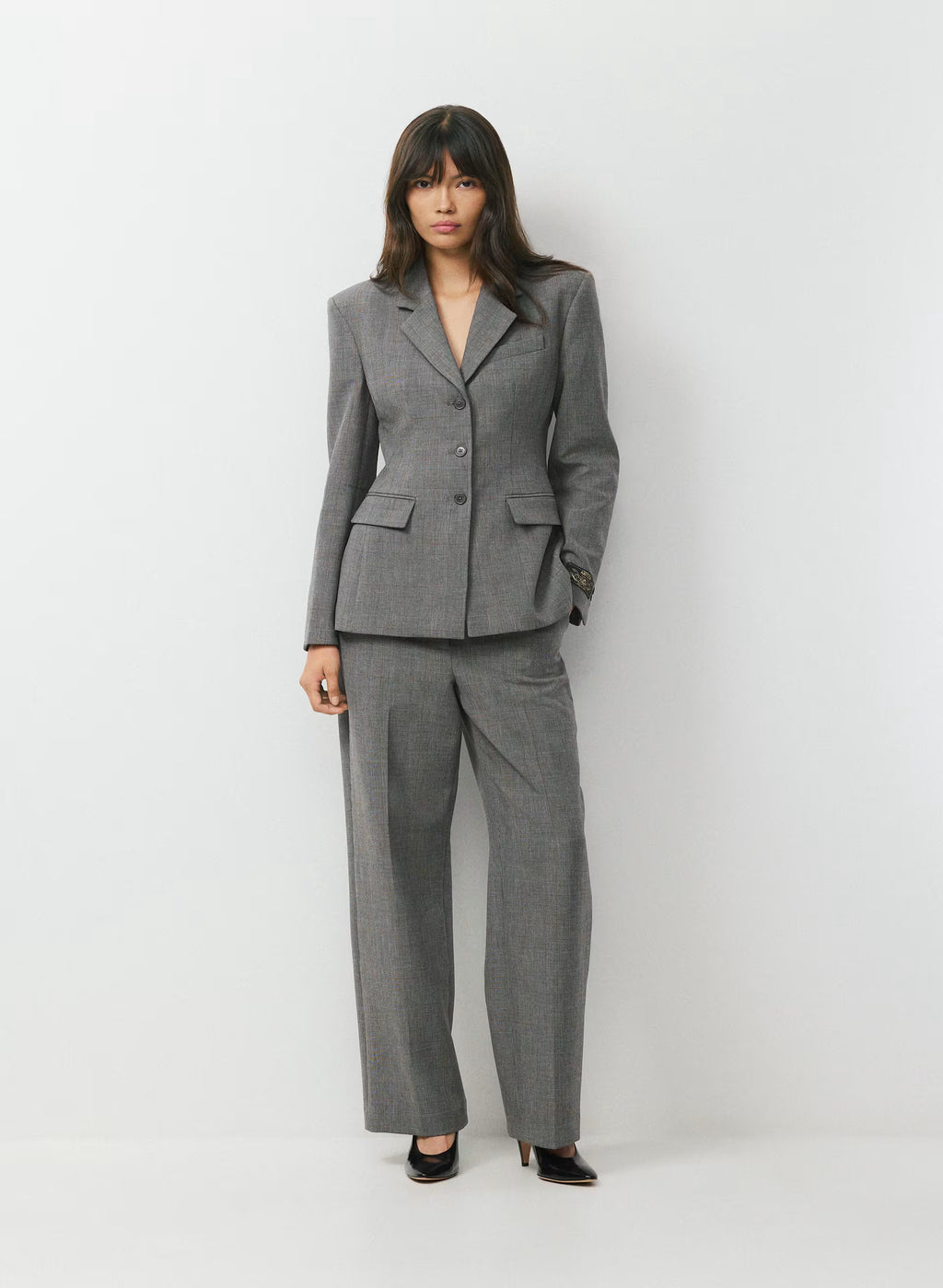 Single-Breasted Stretch Blazer - Brown Check