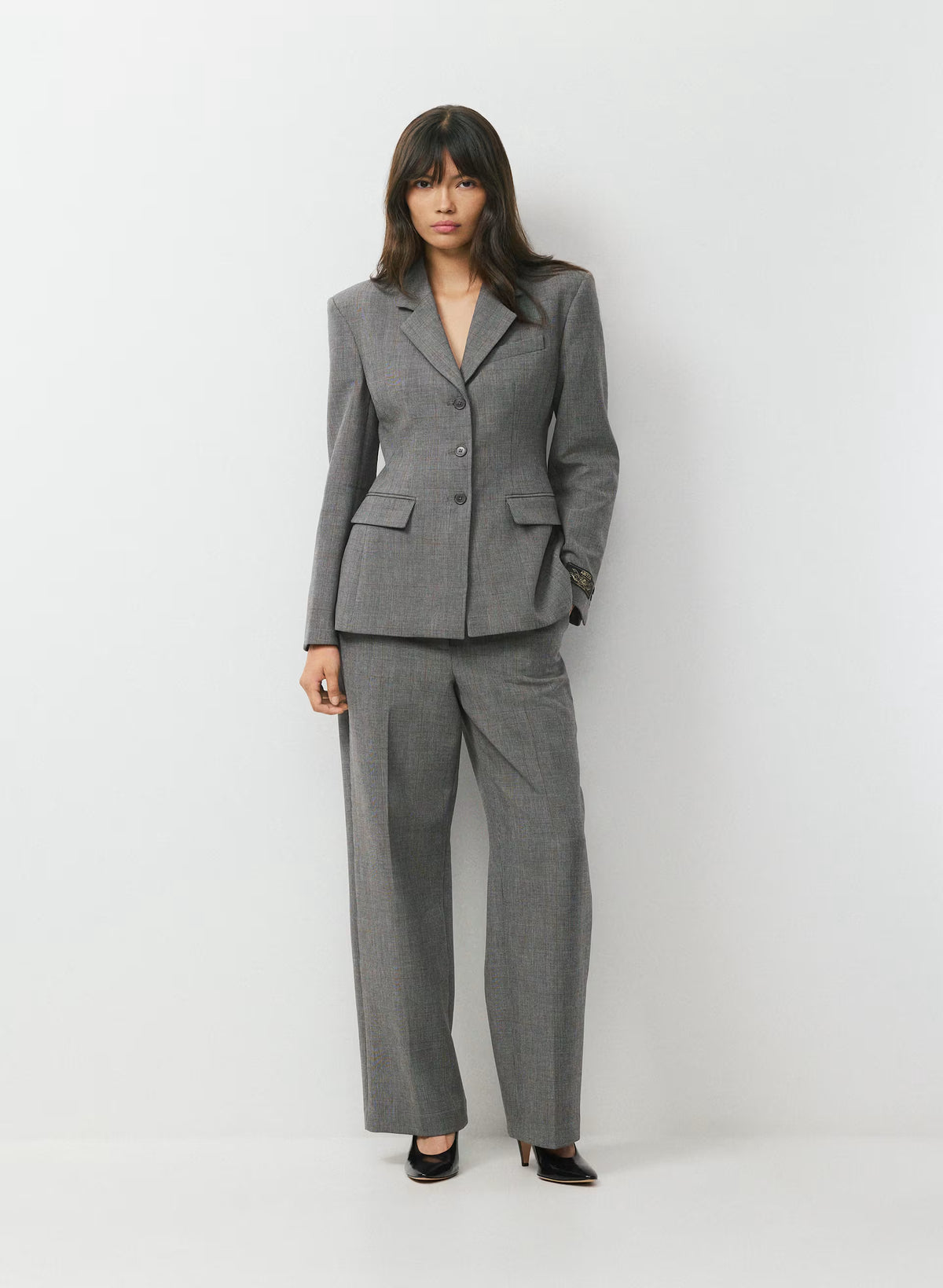 Single-Breasted Stretch Blazer - Brown Check