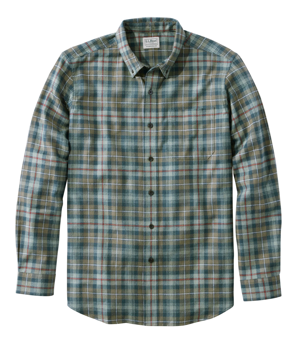 Men's Cotton Flannel Button-Down Shirt - Grey Plaid