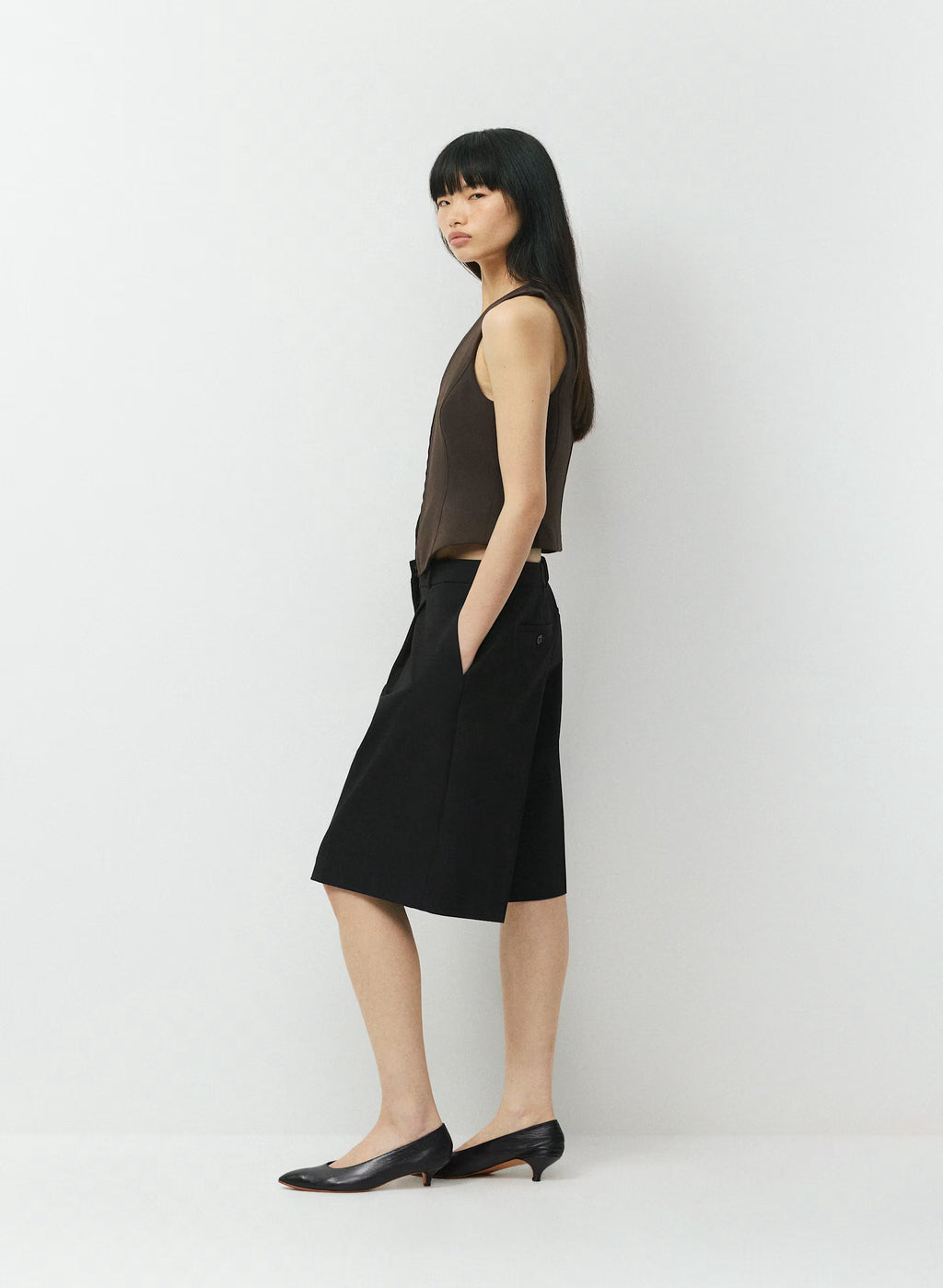 Lined Tailored Suit Vest - Olive