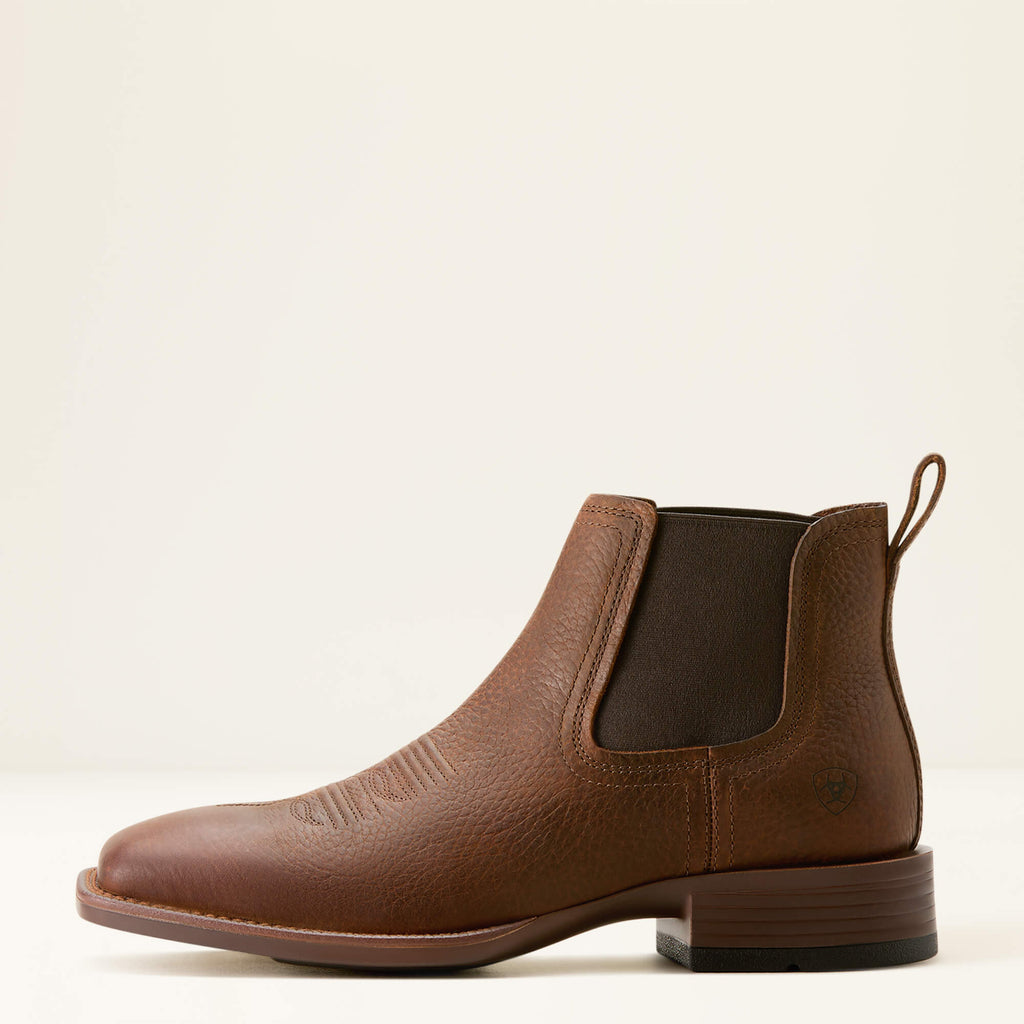 Men's Suede Wide Square Toe Chelsea Boots - Navy