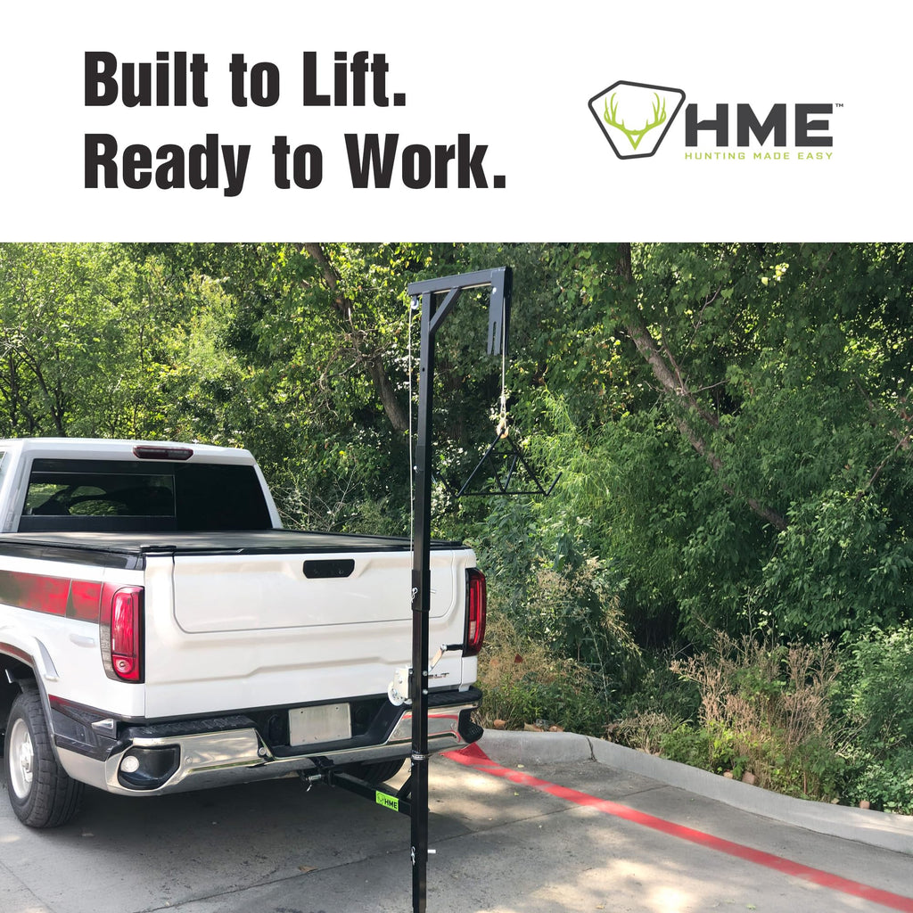 HME Truck Hitch Game Hoist Kit with Winch and Gambrel, 400 lb Capacity