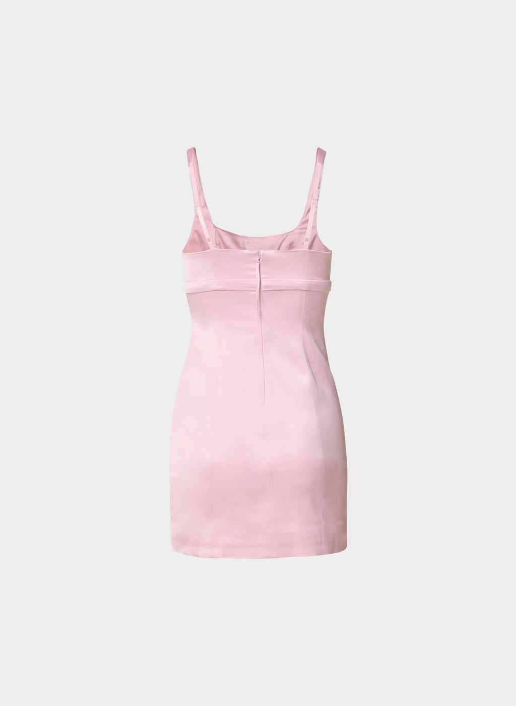 Square-Neck Stretch Satin Mini Dress - Pink
