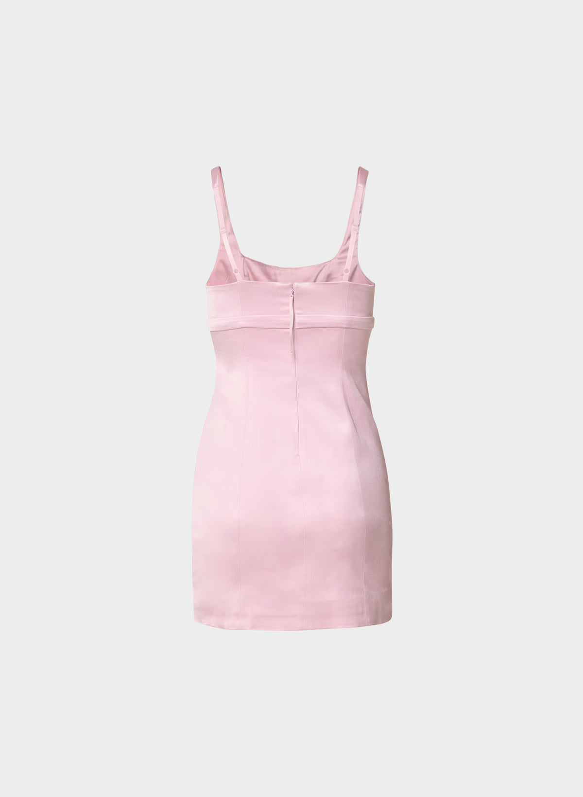 Square-Neck Stretch Satin Mini Dress - Pink