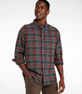 Men's Cotton Flannel Button-Down Shirt - Grey Plaid