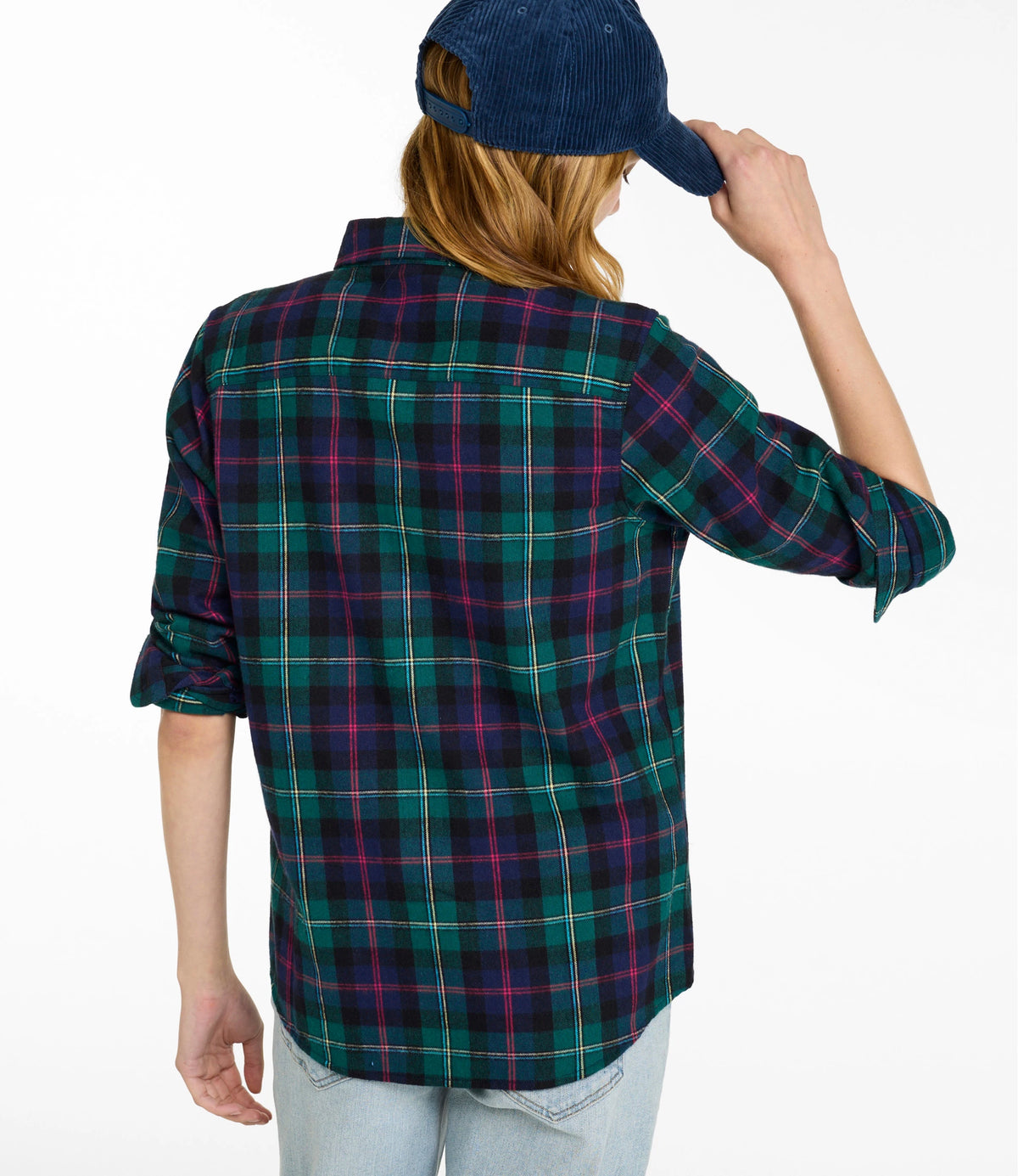Women's Cotton Flannel Shirt - Indigo Plaid