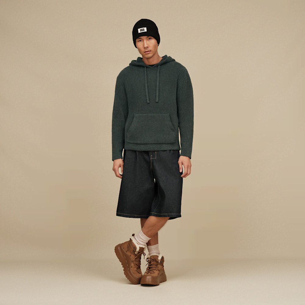 Men's Recycled Ribbed Pullover Hoodie - Oyster