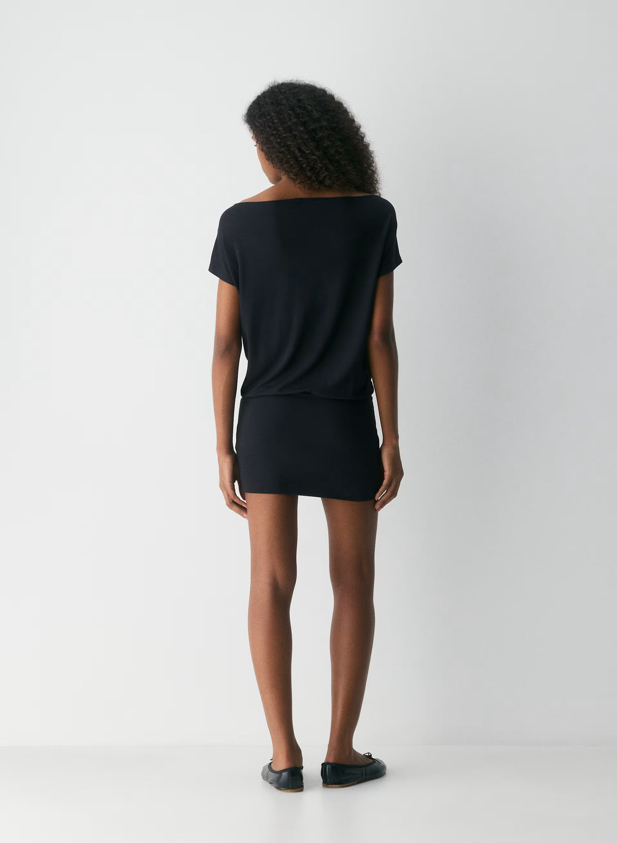 Boatneck Modal Jersey Mini Dress - Gray
