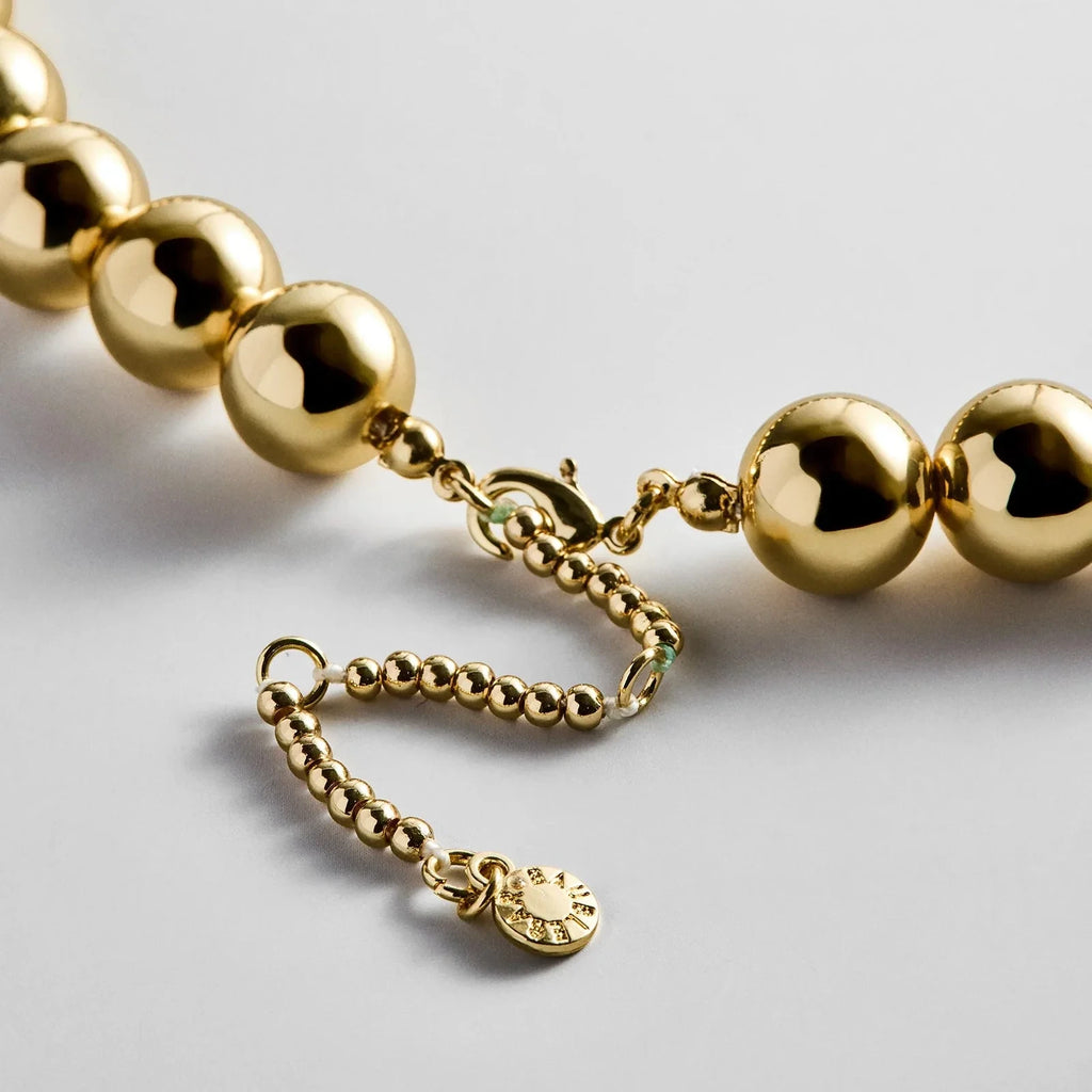 14mm Resin Beaded Necklace - Gold
