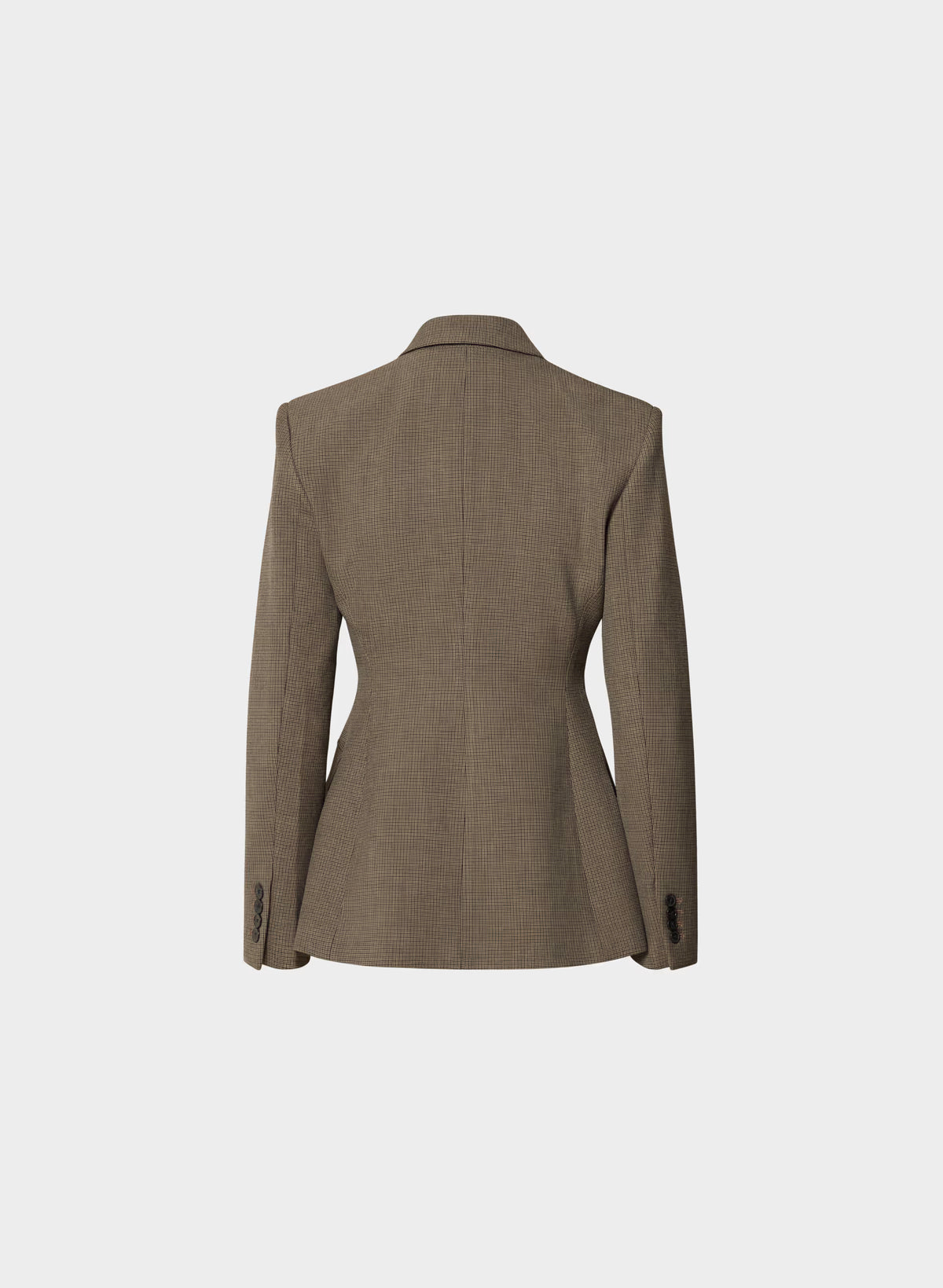 Single-Breasted Stretch Blazer - Brown Check