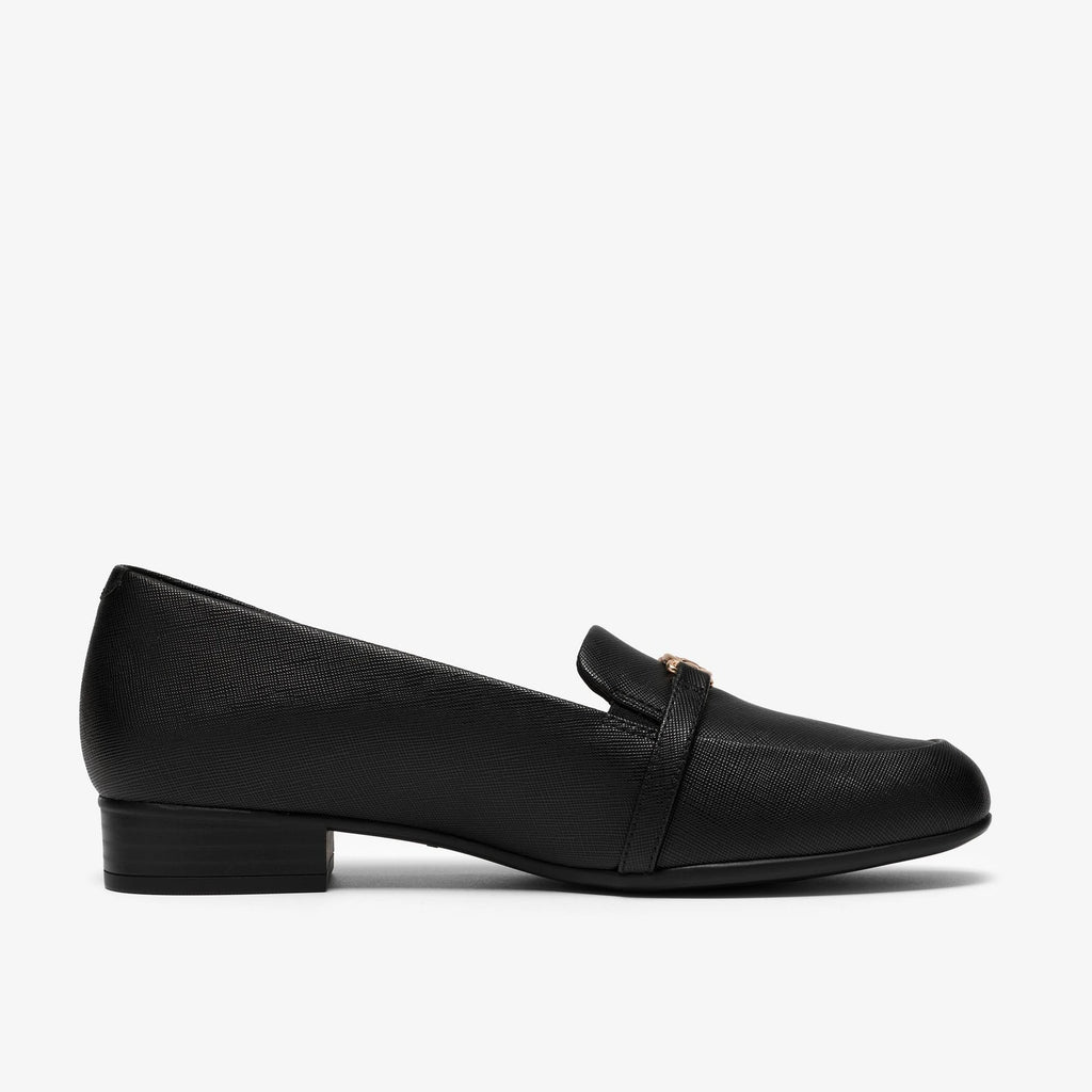 Leather Low Heel Loafer - Black