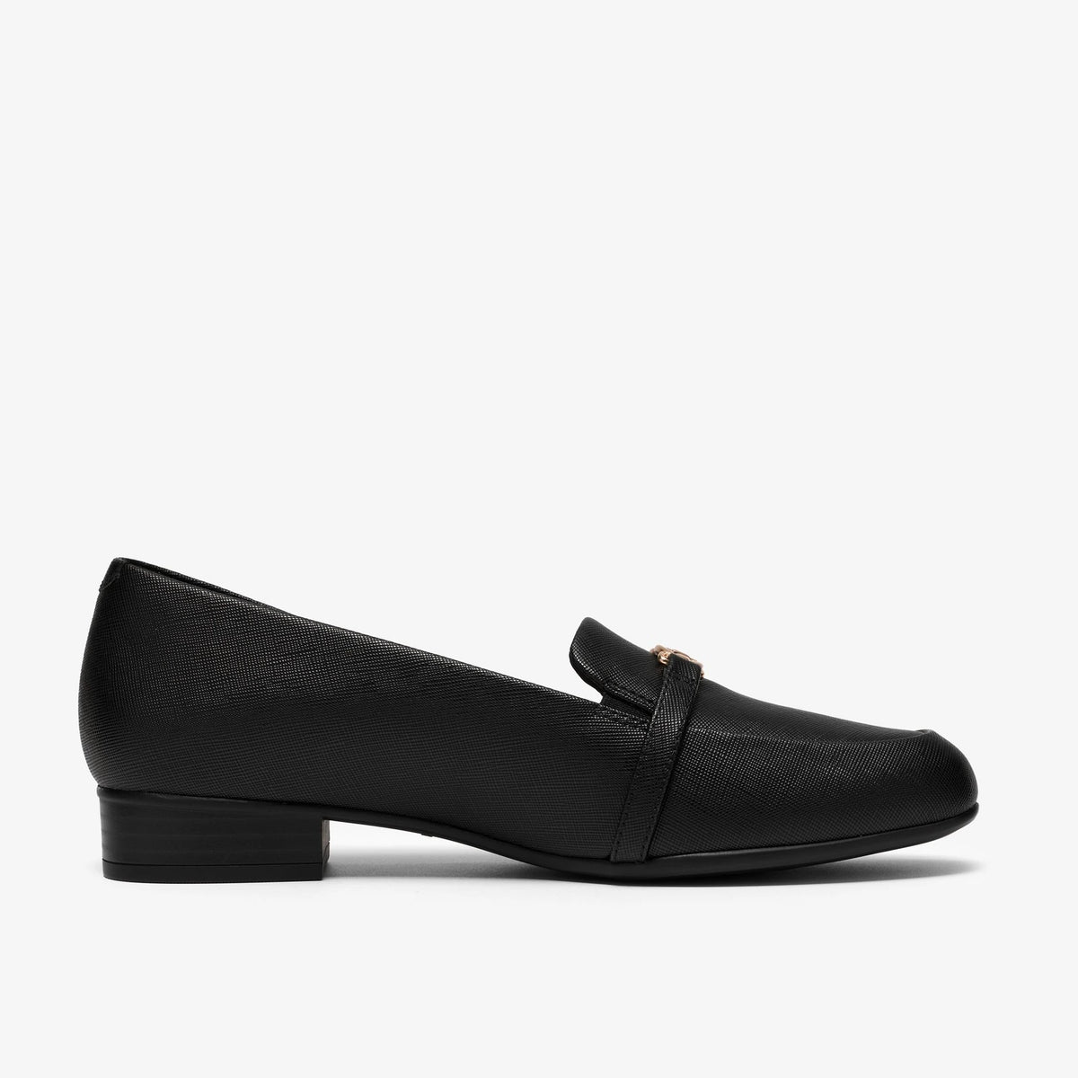 Leather Low Heel Loafer - Black