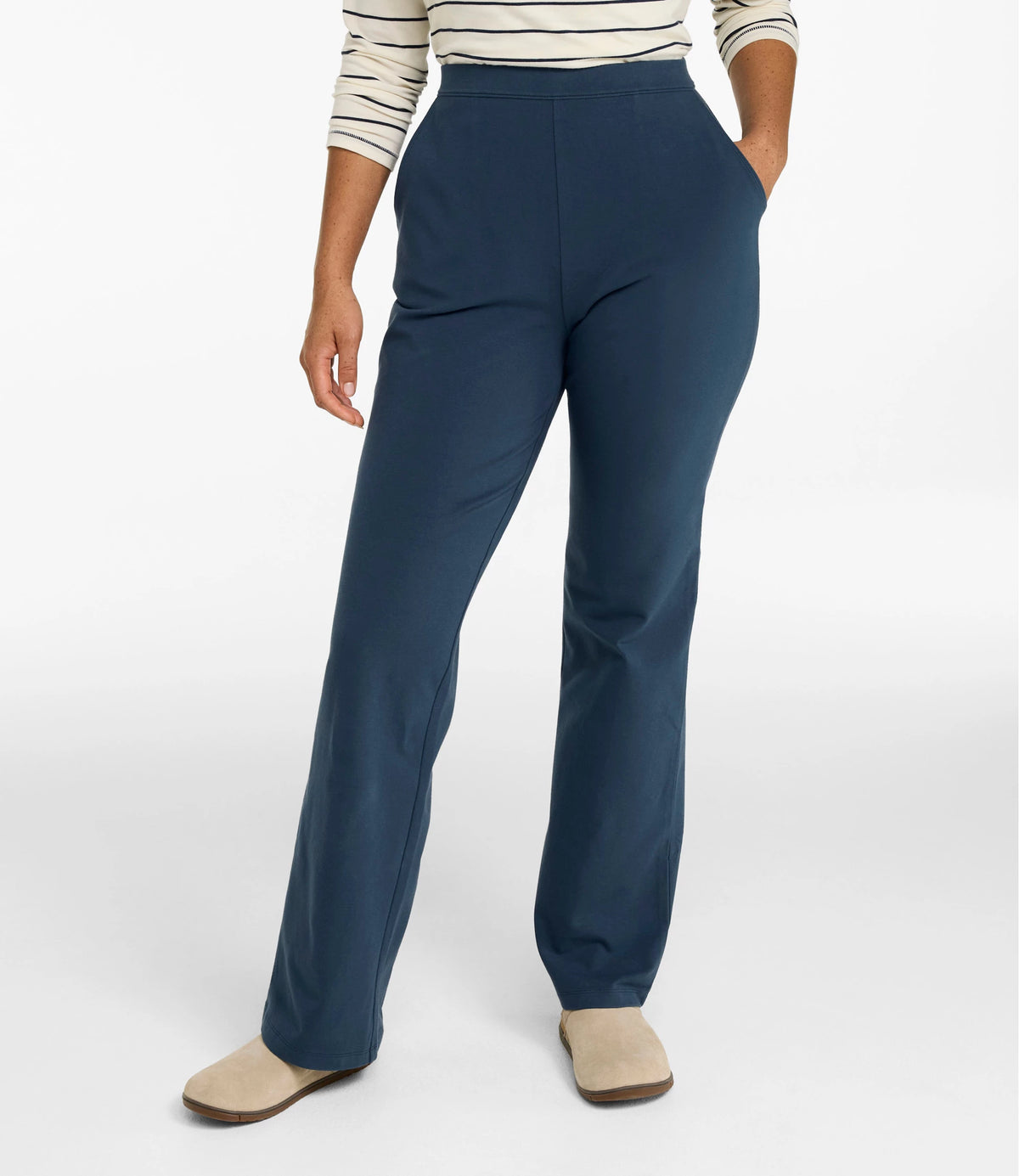 Women's High-Rise Straight-Leg Knit Pants - Black