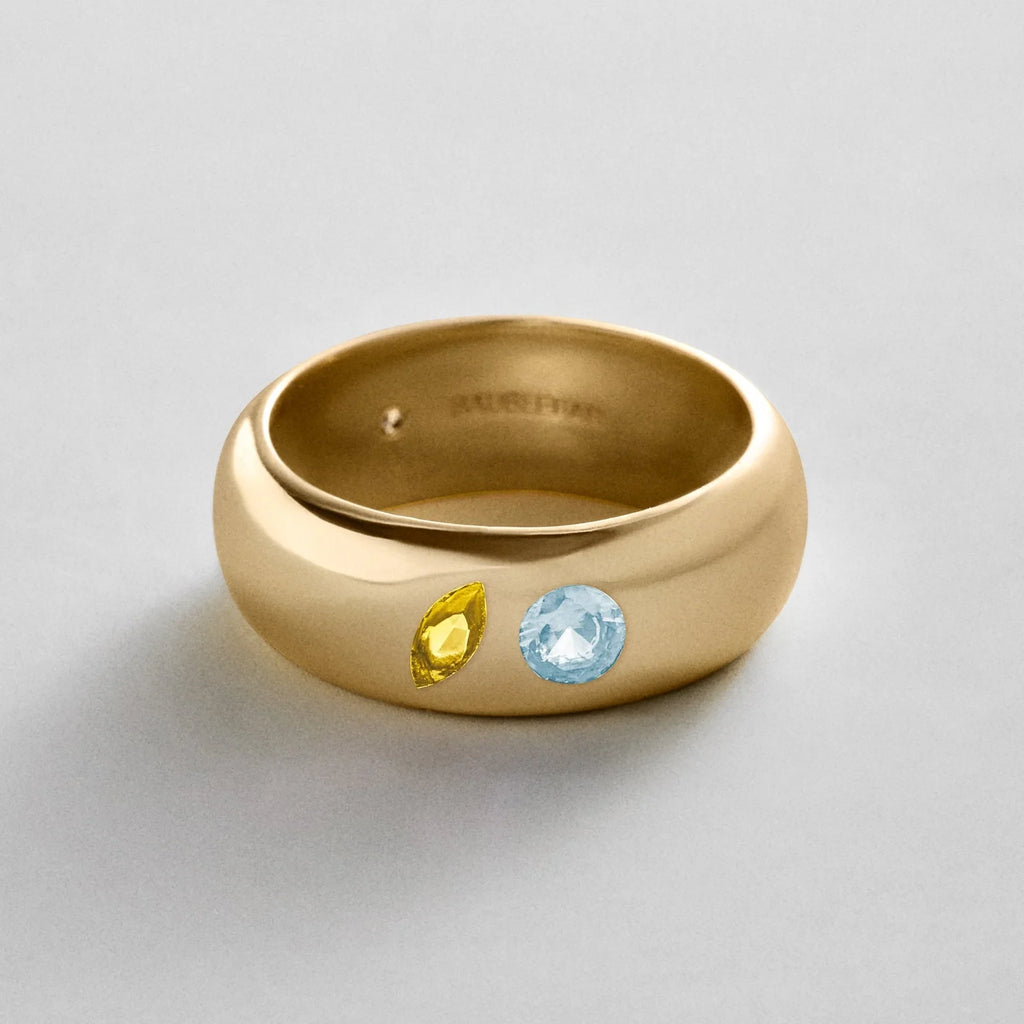 Custom Two-Stone Gold-Plated Band Ring