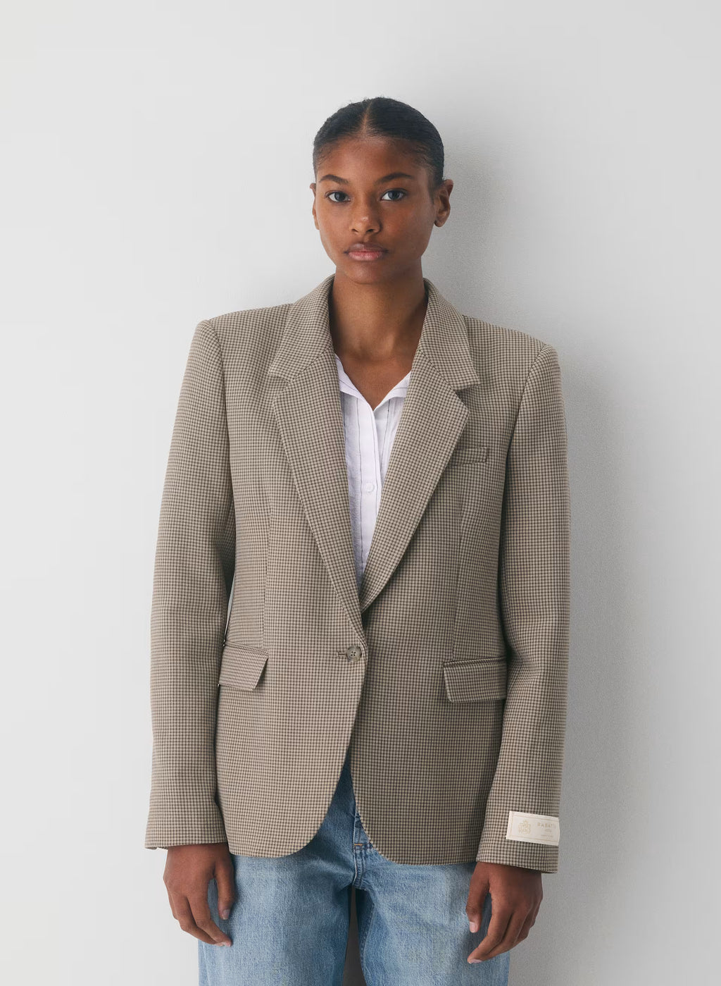 Single-Breasted Stretch Blazer - Check