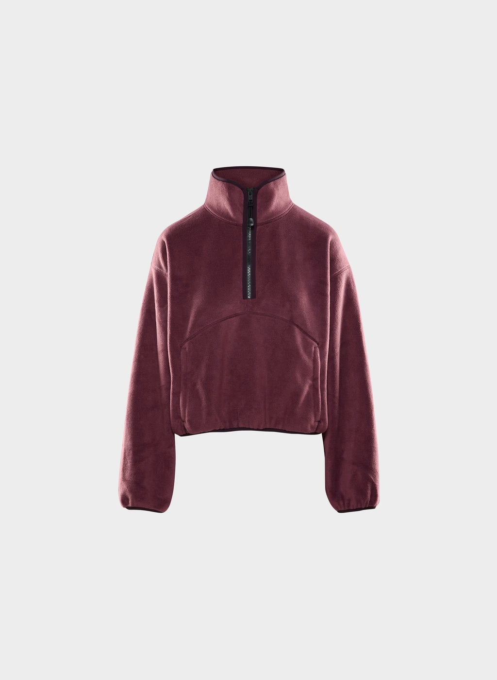 Oversized Half-Zip Microfleece Pullover - Gray