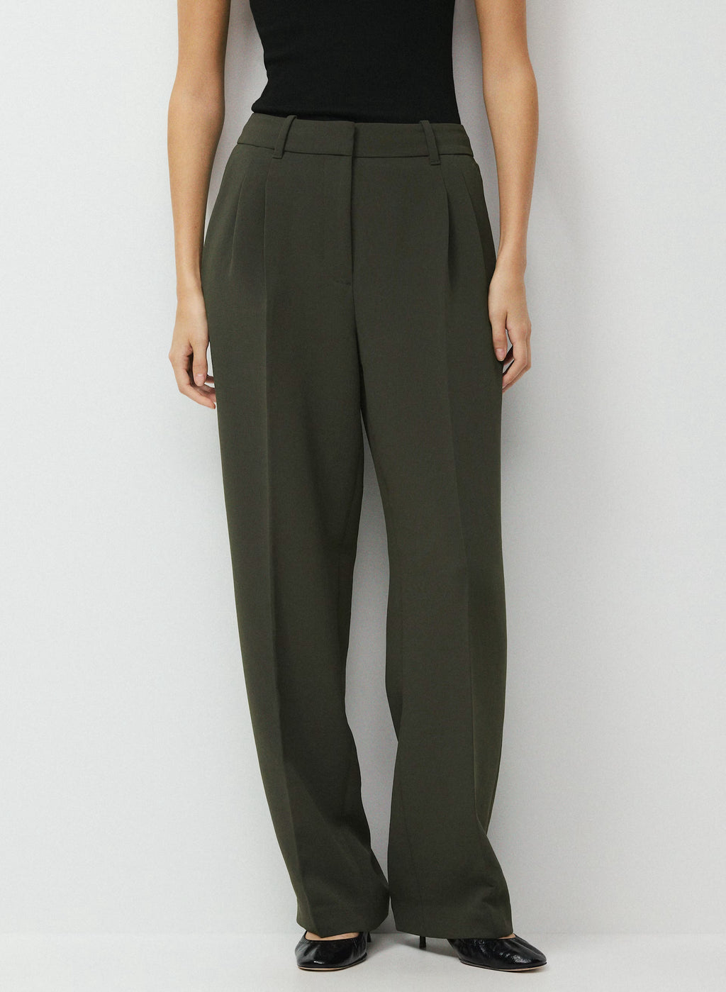 High-Rise Wide-Leg Crepe Trousers - Sand