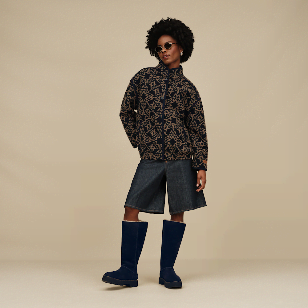 Women's Suede Platform Tall Boot - Blue