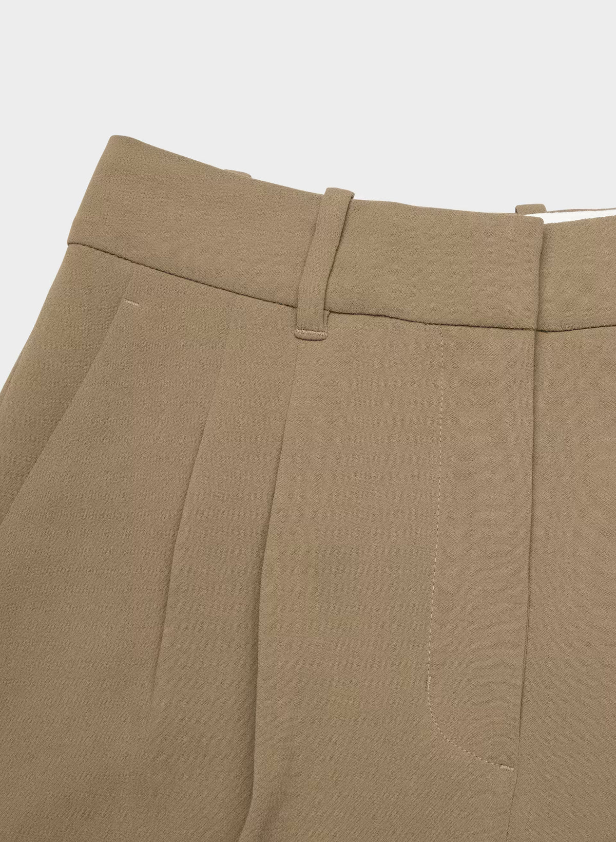 High-Rise Wide-Leg Crepe Trousers - Sand