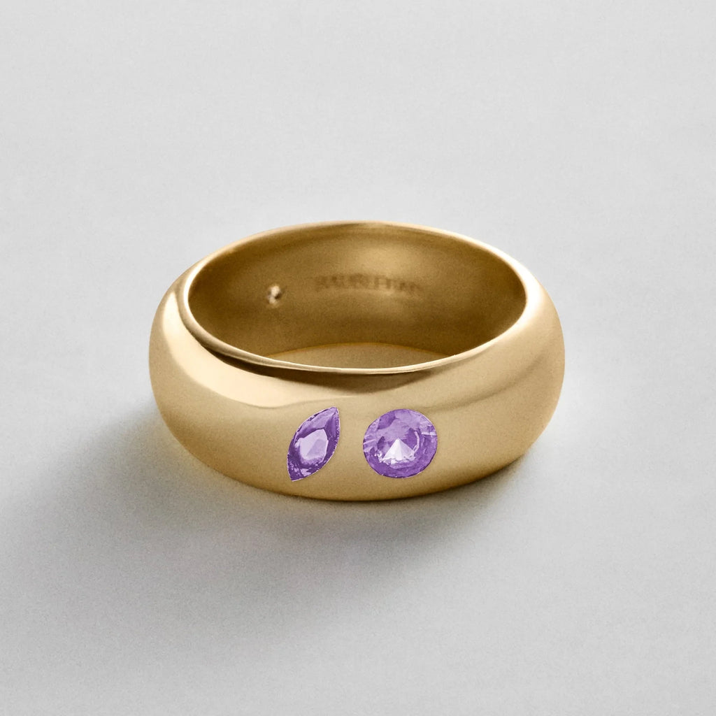 Custom Two-Stone Gold-Plated Band Ring