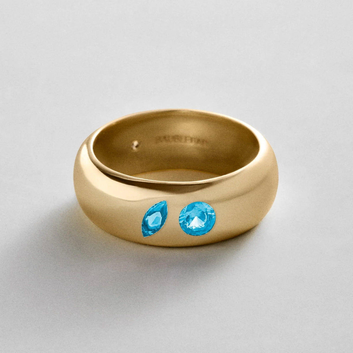 Custom Two-Stone Gold-Plated Band Ring