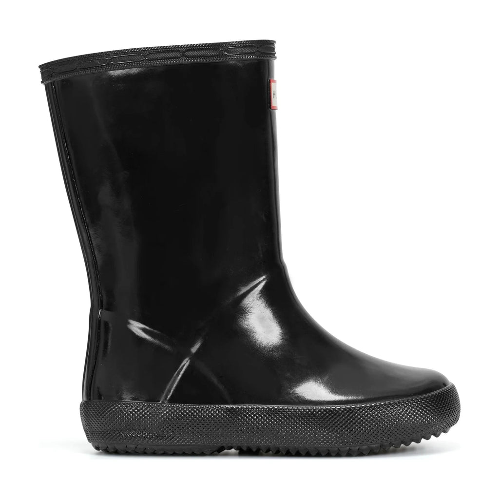 Kids' Glossy Rubber Rain Boots - Black