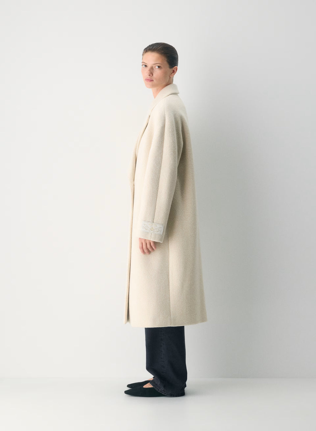 Double-Breasted Wool Cashmere Coat - Herringbone