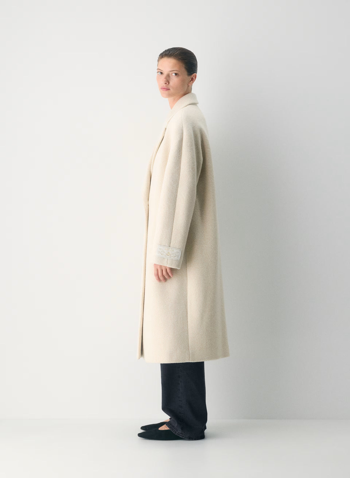 Double-Breasted Wool Cashmere Coat - Herringbone