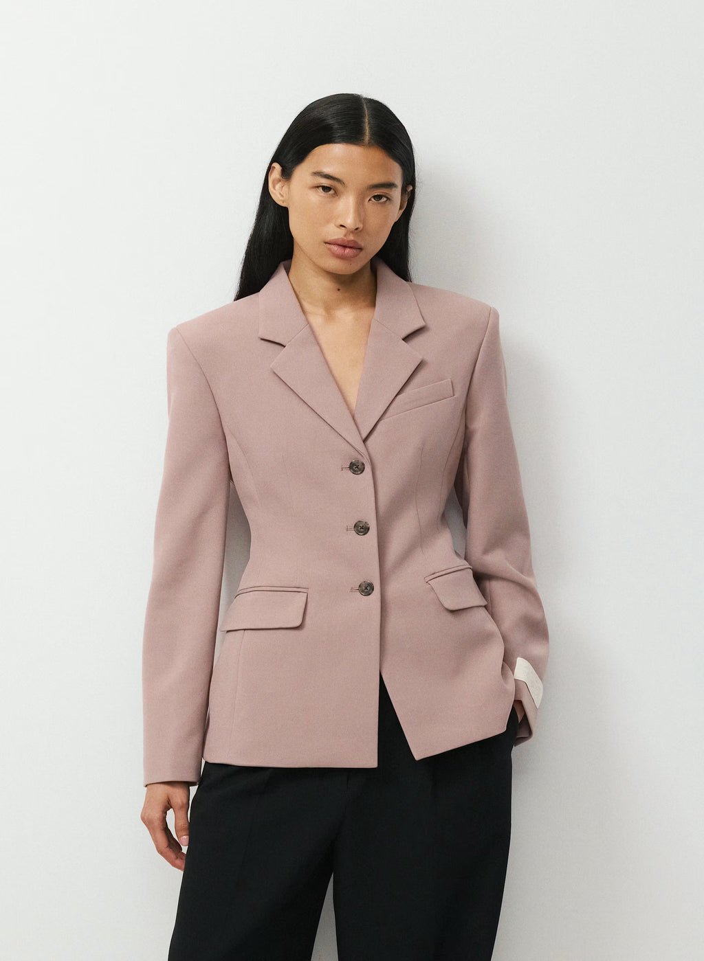 Single-Breasted Stretch Blazer - Brown Check
