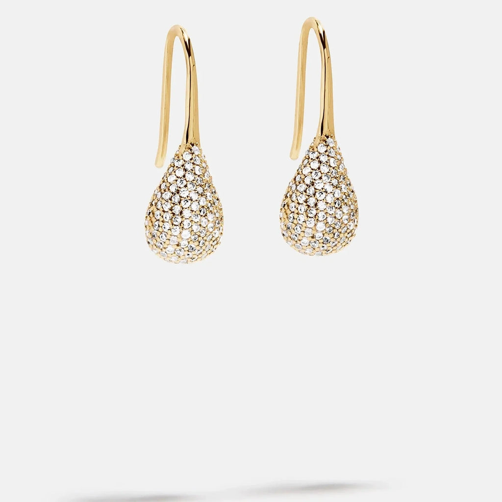 Small Teardrop Crystal Post Earrings - Gold