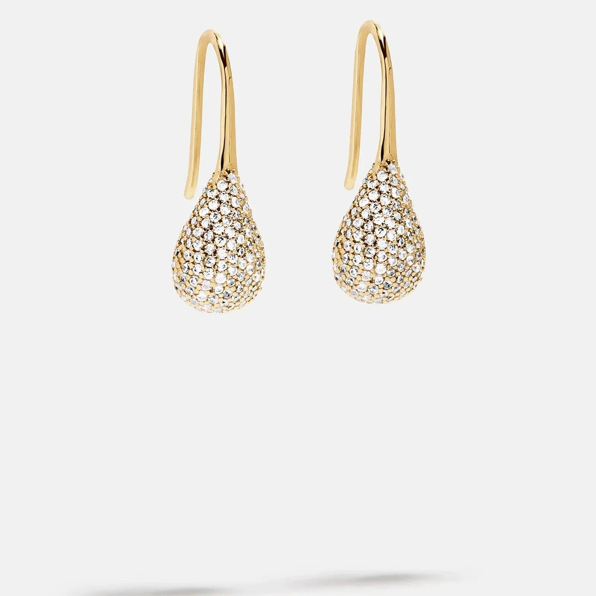 Small Teardrop Crystal Post Earrings - Gold