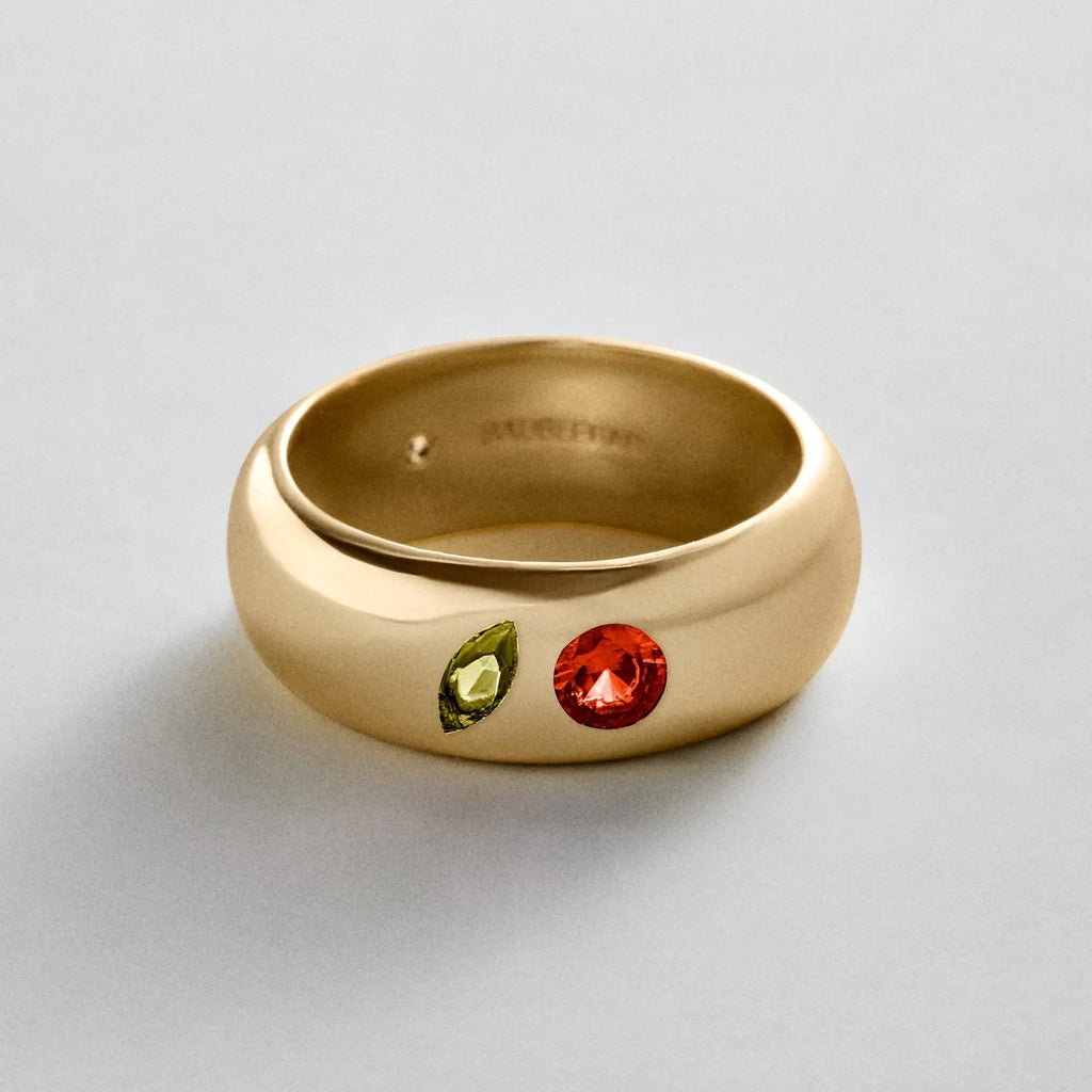 Custom Two-Stone Gold-Plated Band Ring