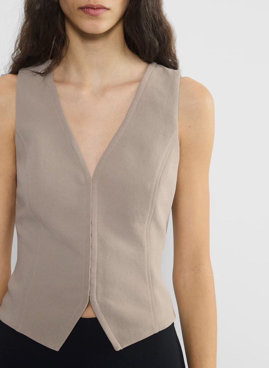 Lined Tailored Suit Vest - Olive