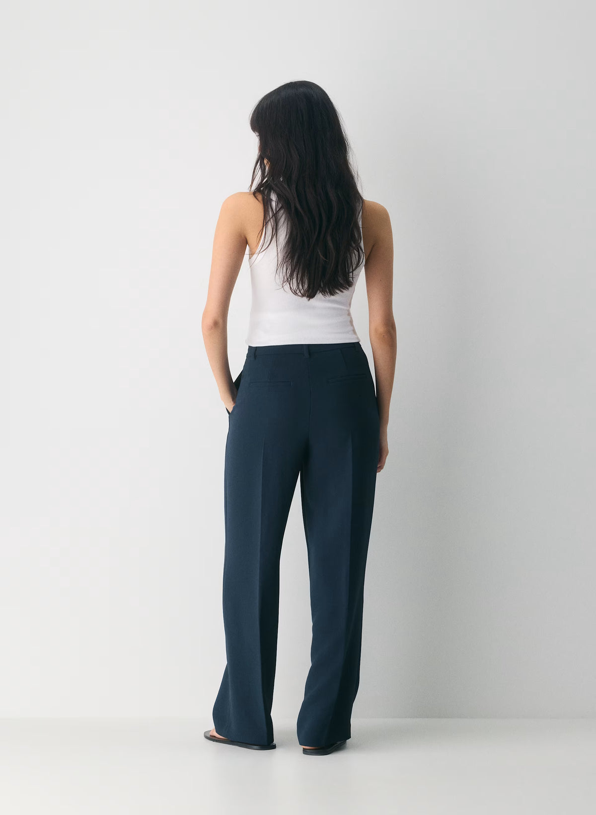 High-Rise Wide-Leg Crepe Trousers - Sand