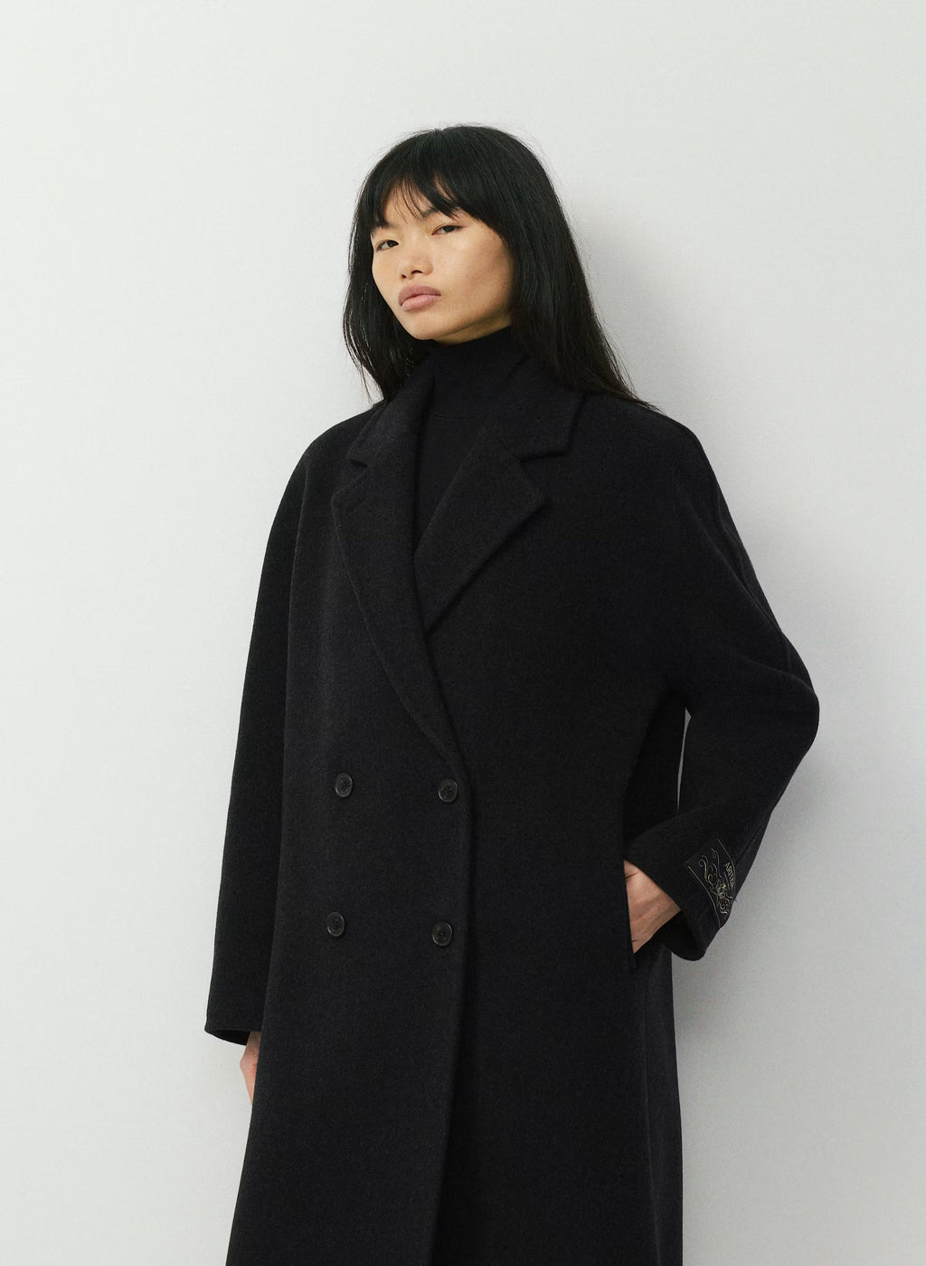 Double-Breasted Wool Cashmere Coat - Herringbone
